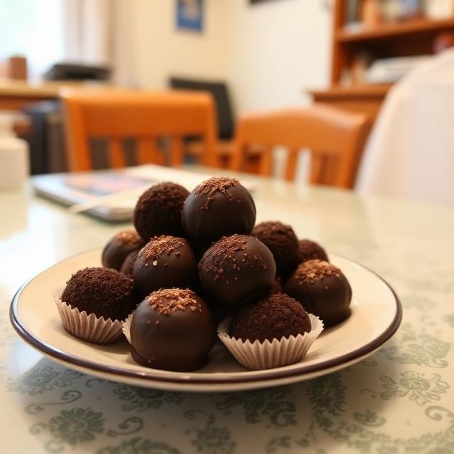 Trufas de chocolate artesanais — foto caseira antes do tratamento